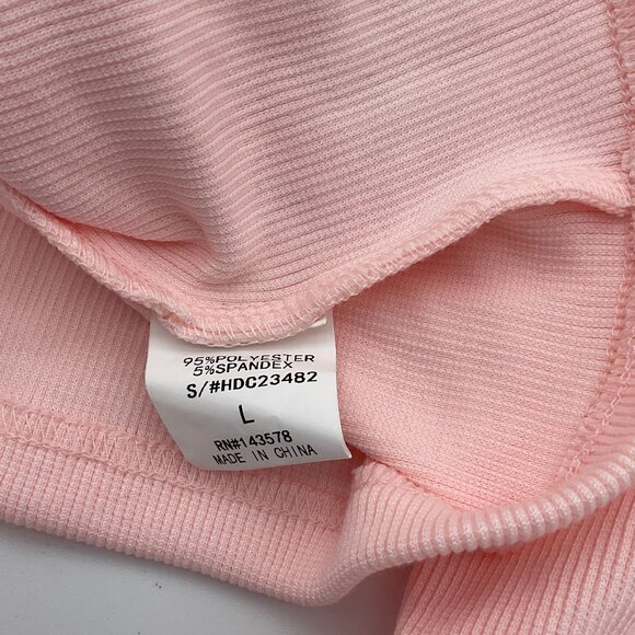 Hot & Delicious Cropped Ribbed Lt Pink Cardi Decorative Buttons Epaulettes L NWT - Picture 7 of 9